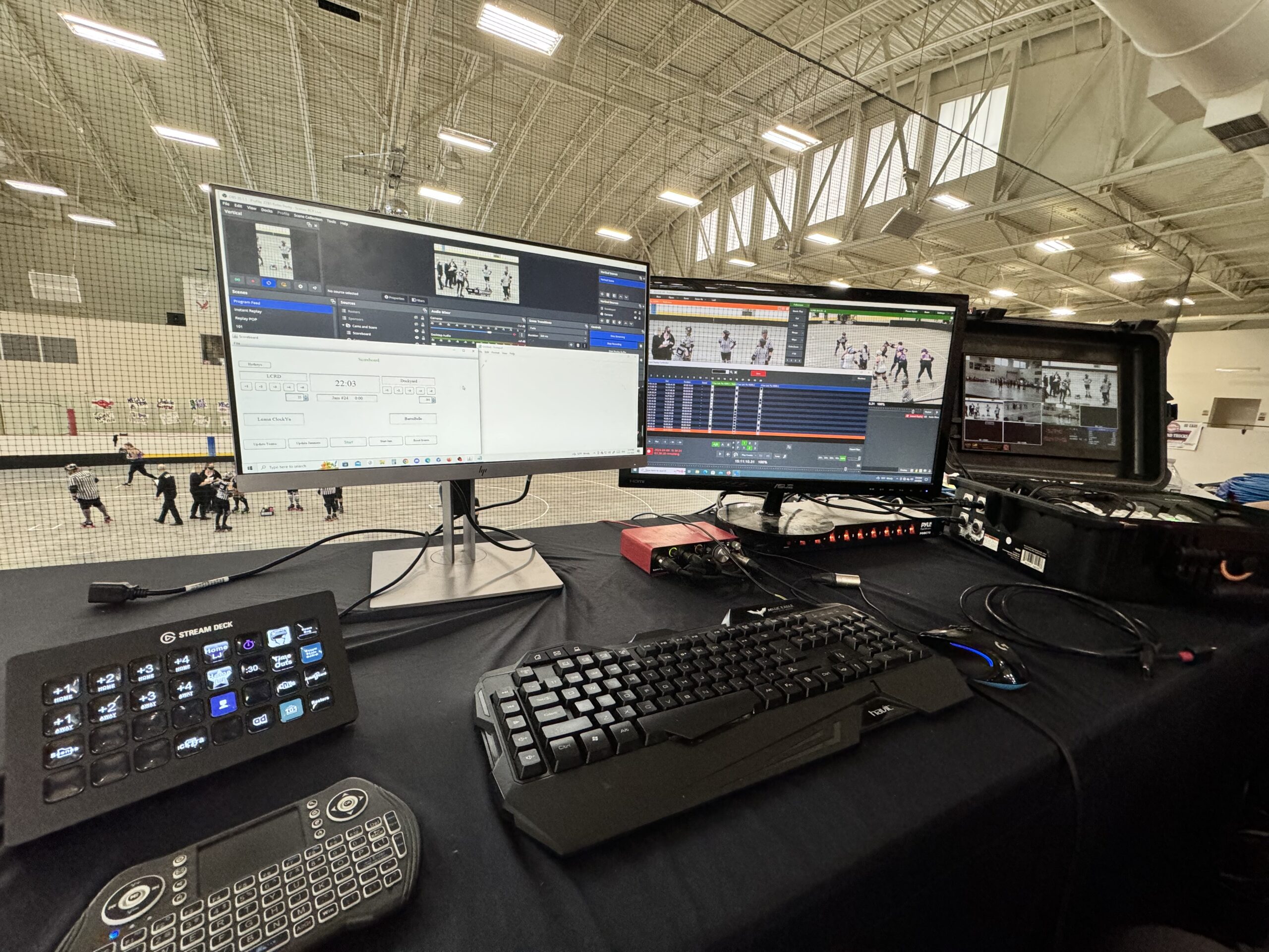 Roller Derby Stream Set Up Set up includes video switcher and instant replay for sports live streaming
